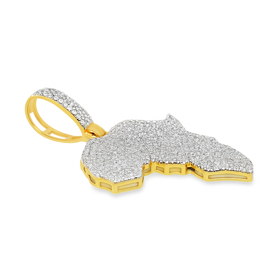 10K Yellow Gold Diamond Africa Map Pendant 0.625 CTW | Jewelry Palace