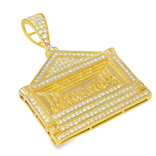 10K Yellow Gold Last Supper Pendant with Diamond Detailing 1.25 CTW | Jewelry Palace