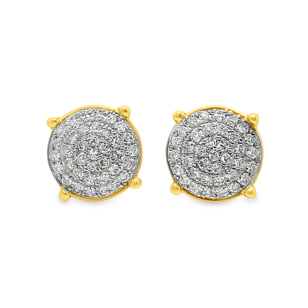 10K Yellow Gold Diamond Cluster Stud Earrings – 4-Prong Circle Setting 0.23 CTW | Jewelry Palace