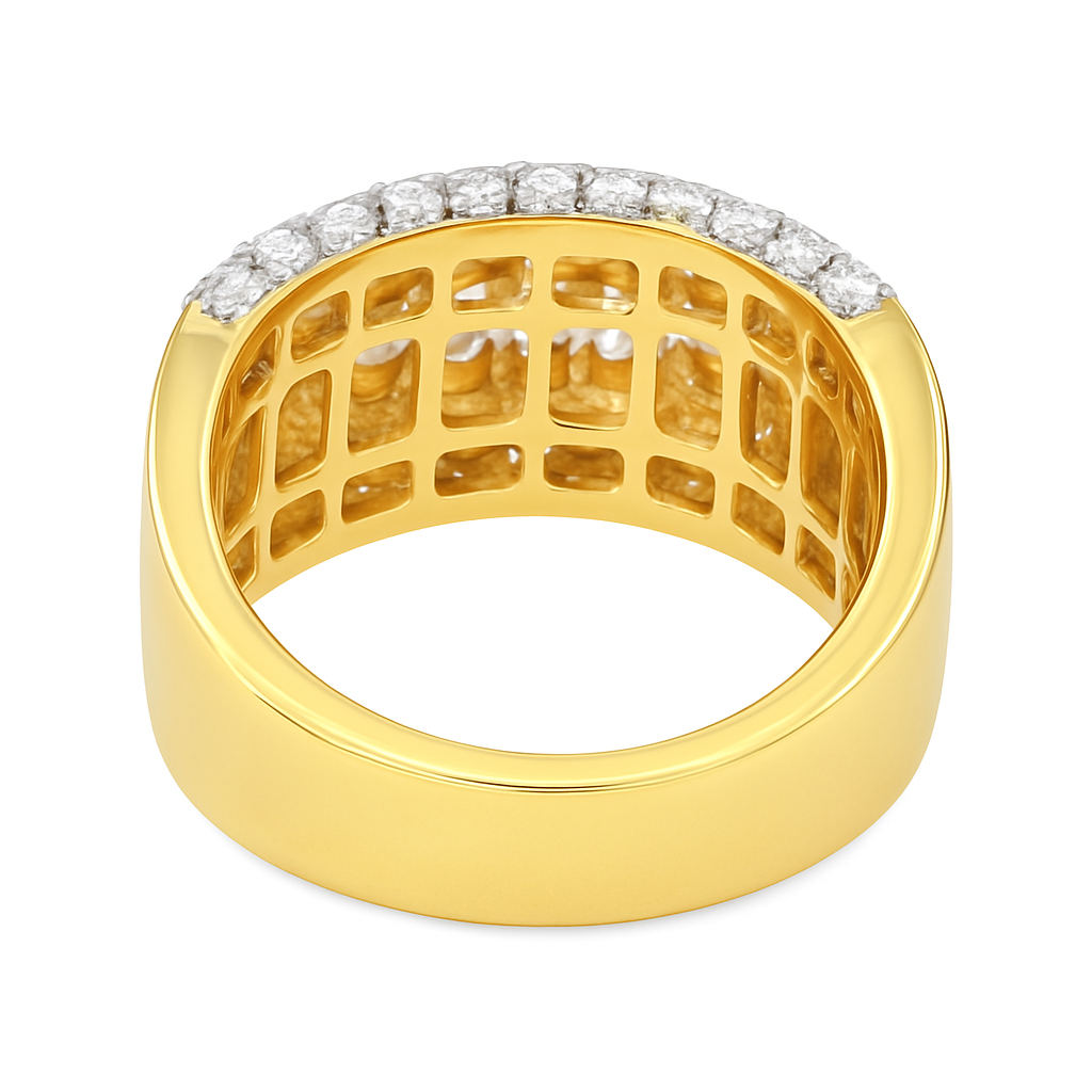 10K Yellow Gold Diamond Wide Curb Band Ring 5.50 ctw – Luxury Statement Ring | Jewelry Palace Lithonia, GA