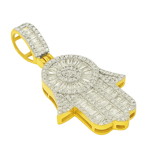 Hamsa Hand Pendant 0.75 ctw Diamond 10K Yellow Gold | Two-Tone | Jewelry Palace