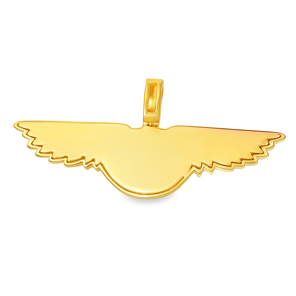 10K Yellow Gold Diamond Wing Pendant 4.50 ctw | Baguette & Round Cut Iced-Out Charm