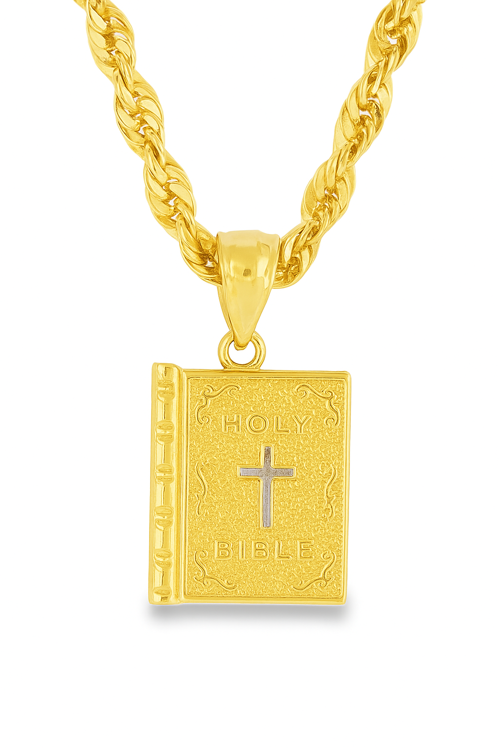 10K Yellow Gold Holy Bible Pendant Necklace Set – Symbol of Faith & Devotion | Jewelry Palace