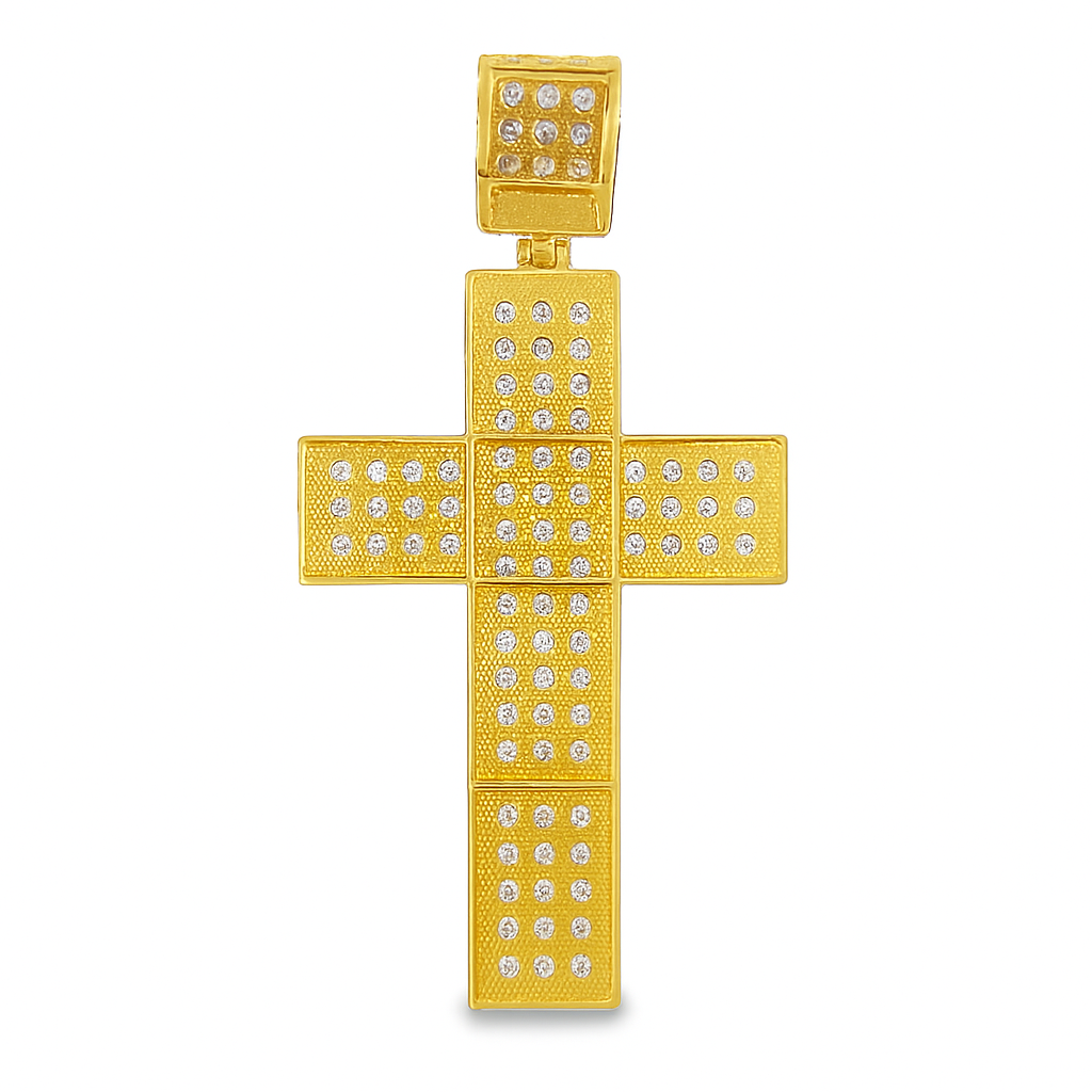 10K Yellow Gold Diamond Round Cut Cross Pendant 0.25 ctw