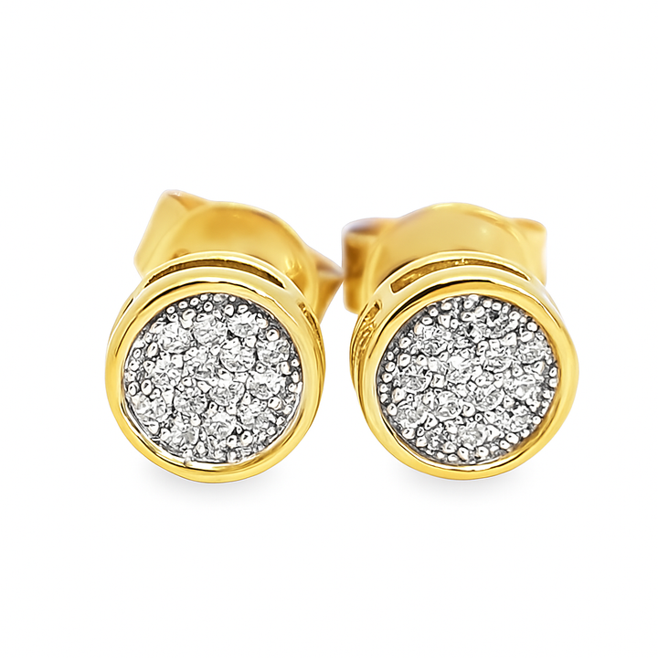 10K Yellow Gold Diamond Circle Bezel Stud Earrings – 0.06 CTW | Jewelry Palace