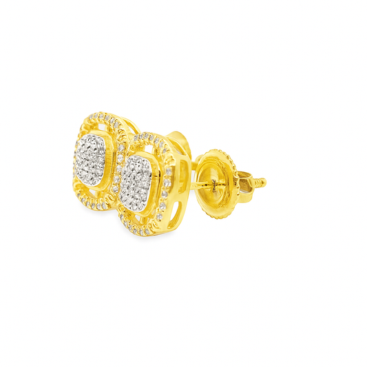 10K Yellow Gold Diamond Stud Earrings | Round Brilliant Cut, 1/4 CTW Cluster Design