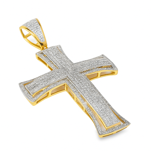 10K Yellow Gold Diamond Cross Pendant 1.20 ctw