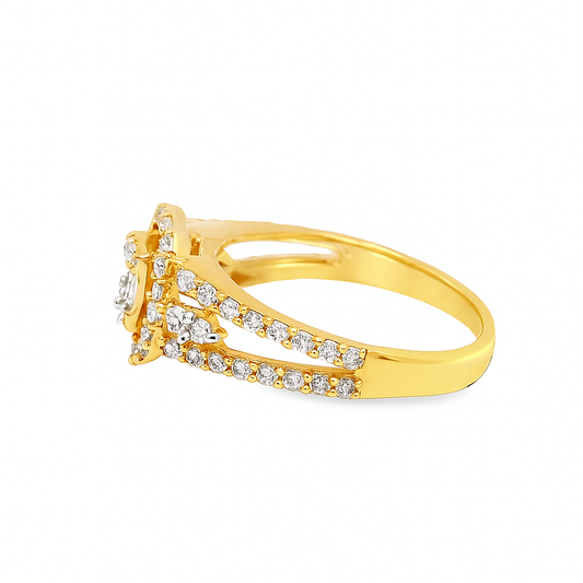 10K Yellow Gold Square Shape Baguette Diamond Ring 1.50 ctw