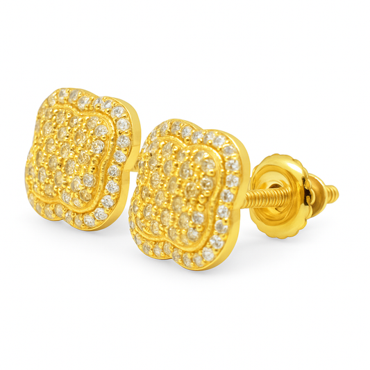 10K Yellow Gold 0.26 ctw Diamond Clover Earrings | Round Cut | Jewelry Palace