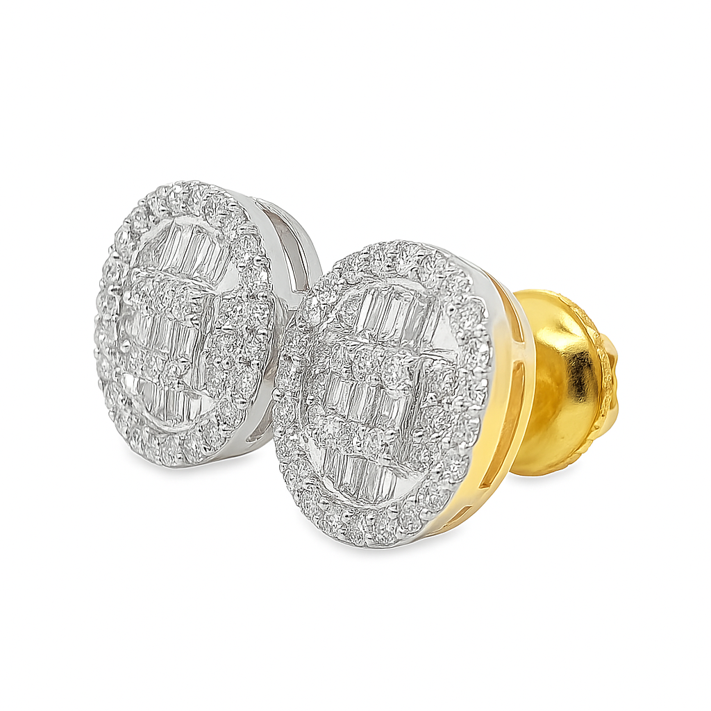 10K Yellow Gold 0.63 ctw Diamond Earrings | Round & Baguette | Jewelry Palace