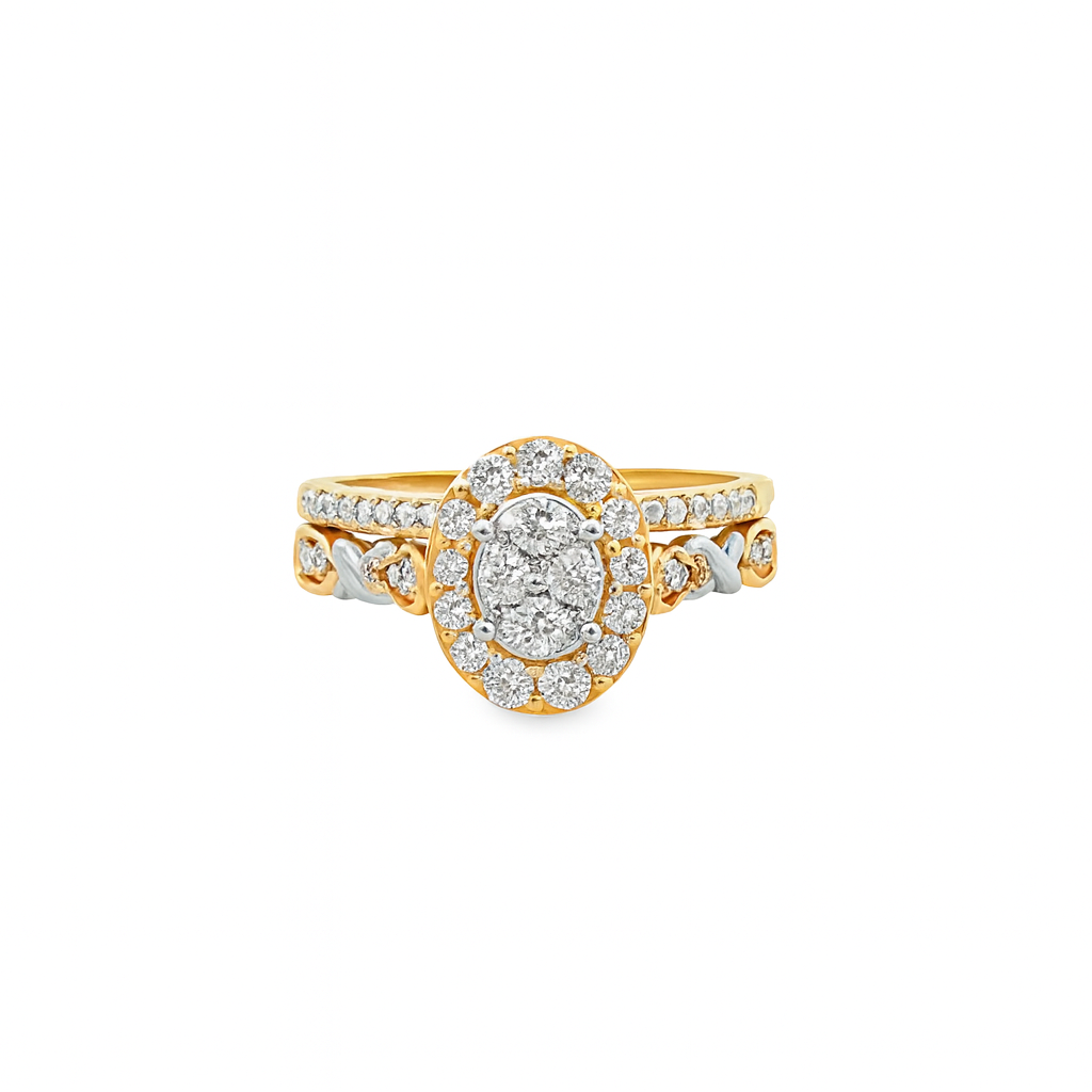 10K Yellow Gold Oval Diamond Engagement Ring Set 0.50 ctw