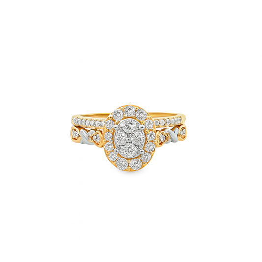 10K Yellow Gold Oval Diamond Engagement Ring Set 0.50 ctw
