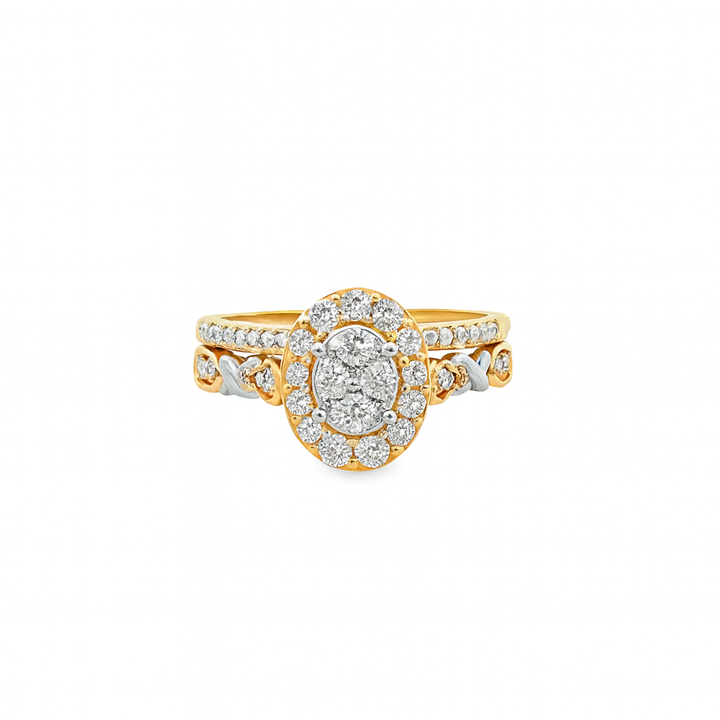 10K Yellow Gold Oval Diamond Engagement Ring Set 0.50 ctw