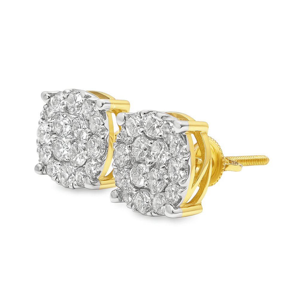 10K Yellow Gold 2.98 ctw Diamond 4-Prong Circle Earrings | Statement Studs | Jewelry Palace