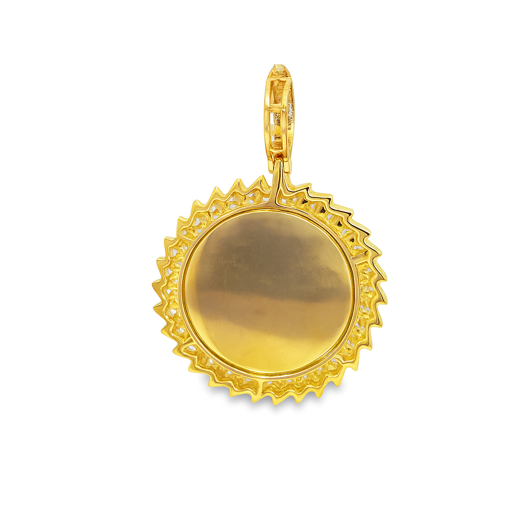 10K Yellow Gold Round Diamond Frame Memory Pendant 0.74 CTW | Jewelry Palace