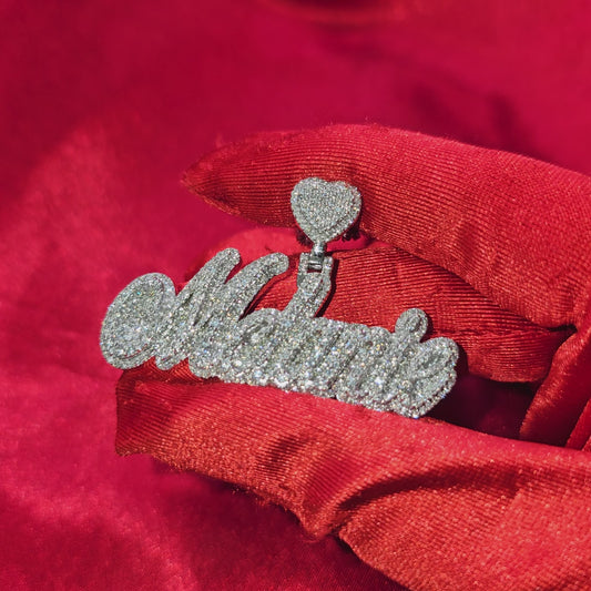 10K White Gold Custom Name Pendant With Natural Diamond 3.21 CTW APX White Gold Chain