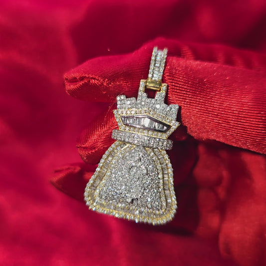 Money Bag Pendant 1.84 ct. Diamond 10K Yellow Gold