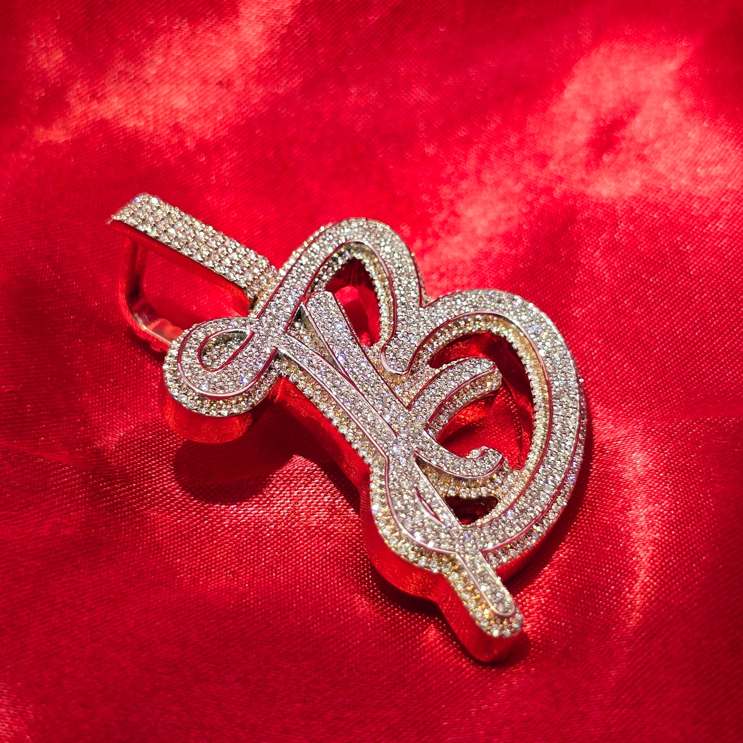 Intial B custom Pendant in 10K Gold and Natural VS Diamonds