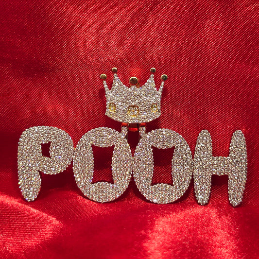Custom Crown Name Pendant in 10K Gold with Natural VS Diamonds – Fully Iced Out