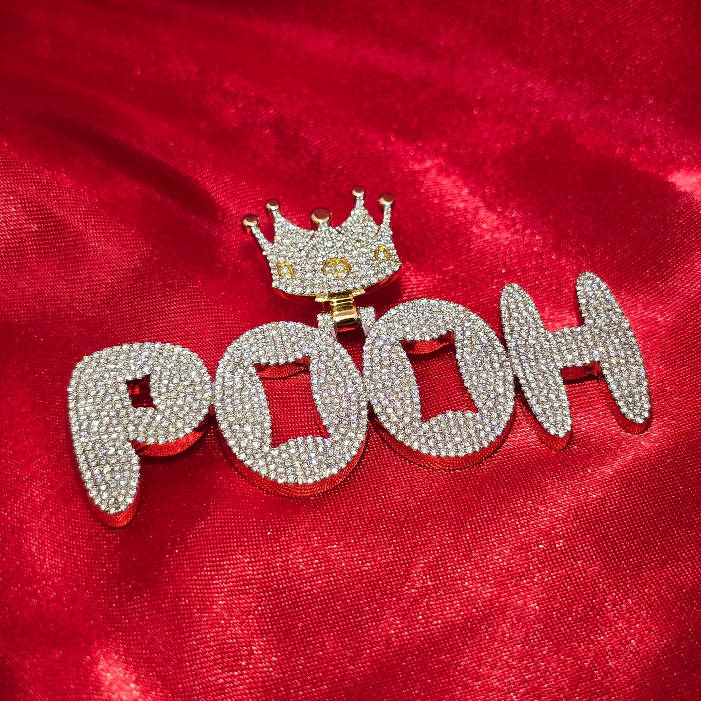 Custom Crown Name Pendant in 10K Gold with Natural VS Diamonds – Fully Iced Out