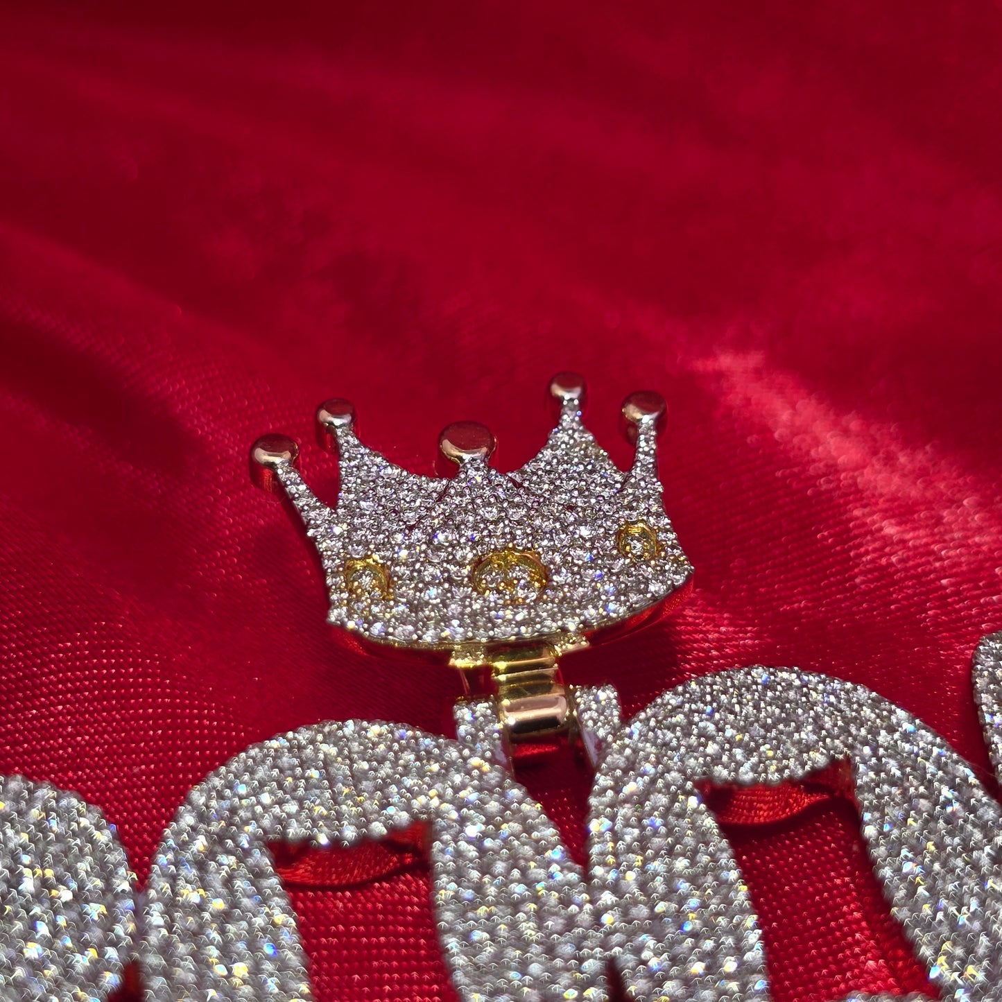 Custom Crown Name Pendant in 10K Gold with Natural VS Diamonds – Fully Iced Out