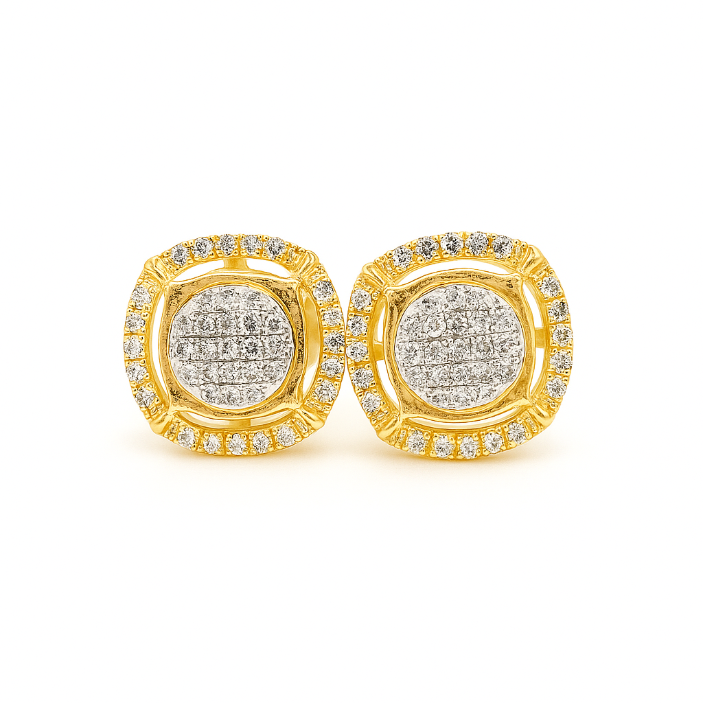 10K Yellow Gold Diamond Stud Earrings | Round Brilliant Cut, 1/4 CTW Cluster Design