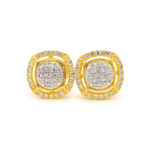 10K Yellow Gold Diamond Stud Earrings | Round Brilliant Cut, 1/4 CTW Cluster Design