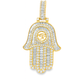 10K Yellow Gold Diamond Hamsa Pendant 2.50 ctw | Baguette & Round Diamond Hand of Protection