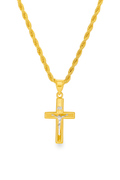 14K yellow gold crucifix cross pendant front view