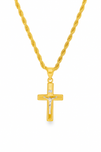 14K yellow gold crucifix cross pendant front view