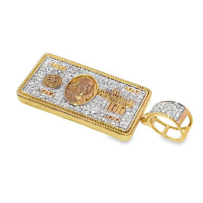 Dollar Bill Pendant 0.45 ctw Diamond 10K Yellow Gold