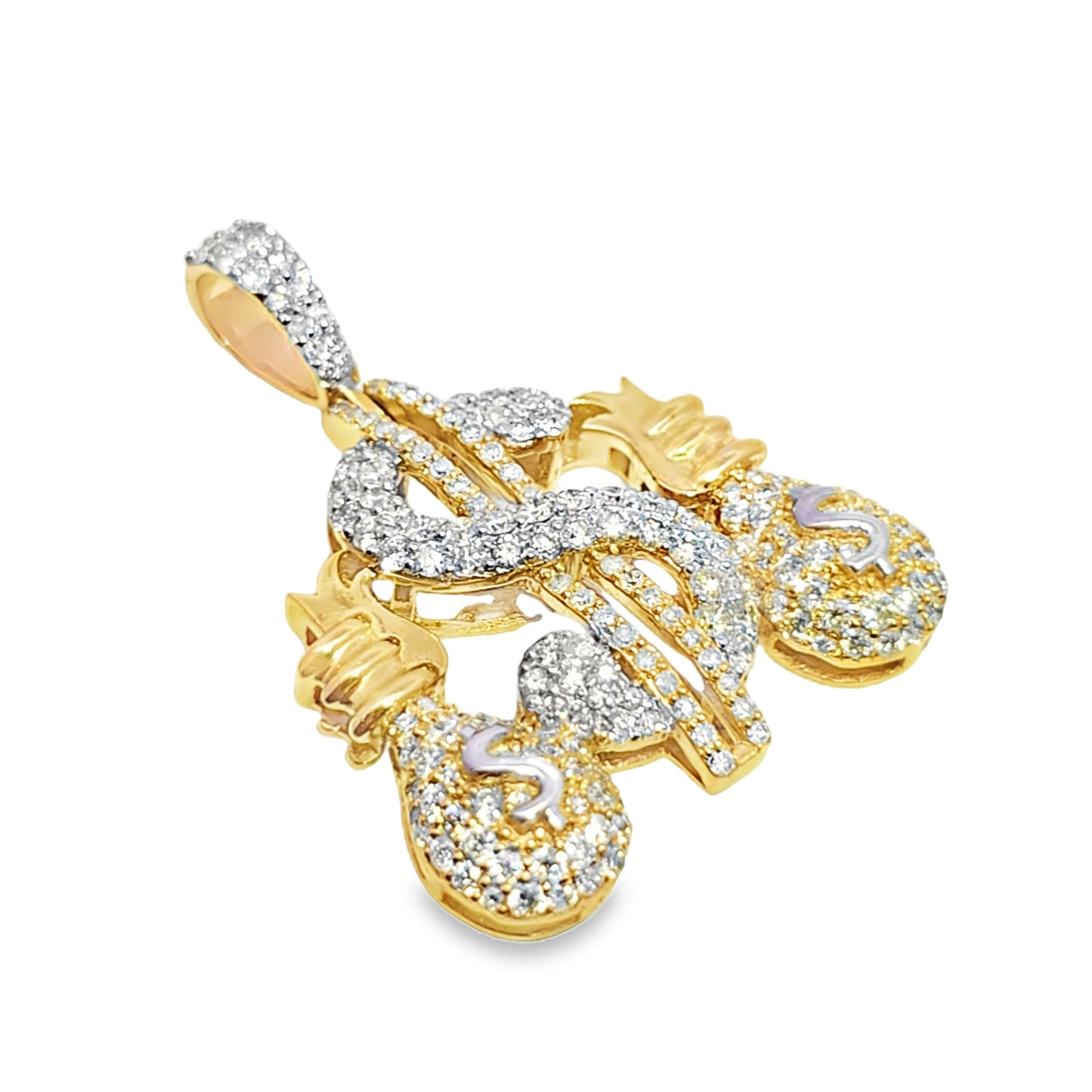 10k Yellow Gold Diamond Money Dollar Pendant 1.64 ctw