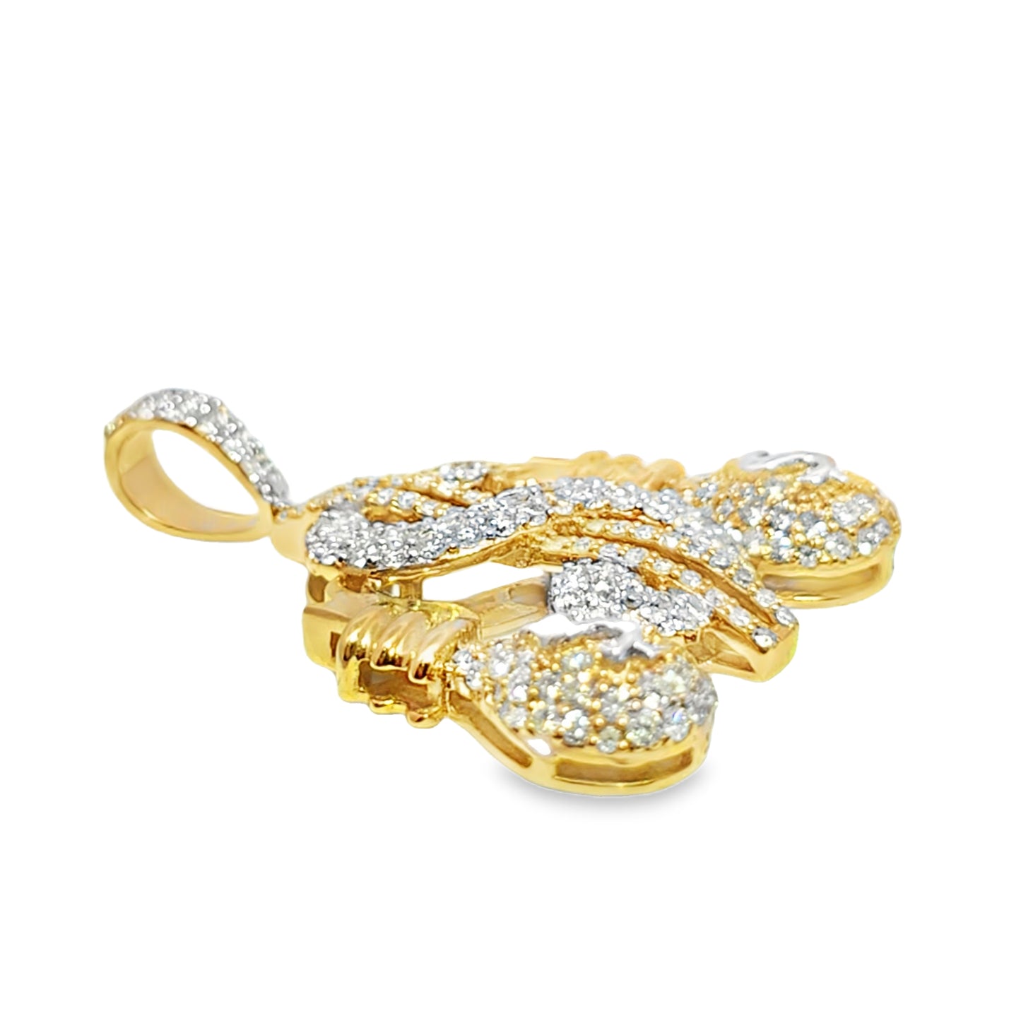 10k Yellow Gold Diamond Money Dollar Pendant 1.64 ctw