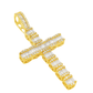10K Yellow Gold Diamond Cross Pendant with Baguette Cut Diamonds 2.53 ctw