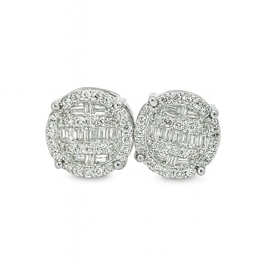 10K White Gold Diamond Round Cluster Stud Earrings 0.33 CTW | Jewelry Palace