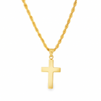 10K yellow gold minimal cross necklace close-up