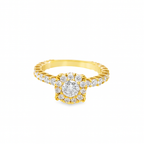 10K Yellow Gold Diamond Halo Engagement Ring Set 3.75 ctw