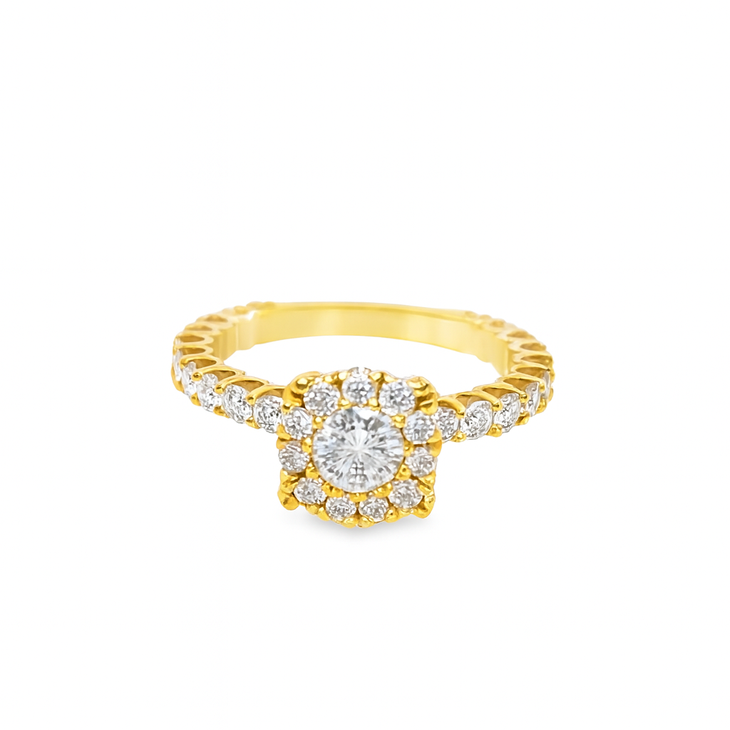 10K Yellow Gold Diamond Halo Engagement Ring Set 3.75 ctw