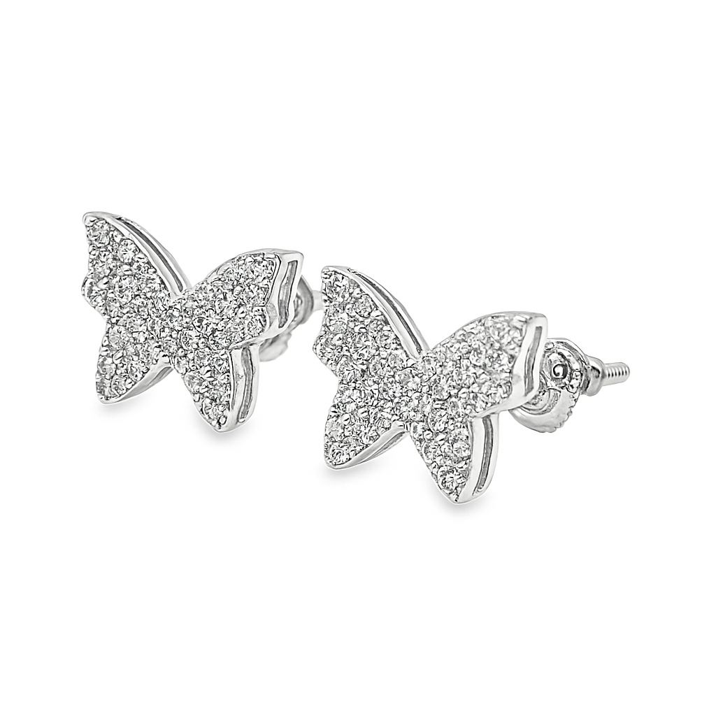 10K White Gold Diamond Butterfly Stud Earrings | 0.23 CTW | Jewelry Palace