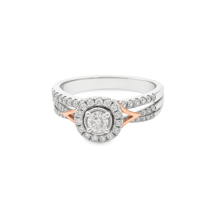 14K White & Rose Gold Round Cut Diamond Ring 0.36 ctw