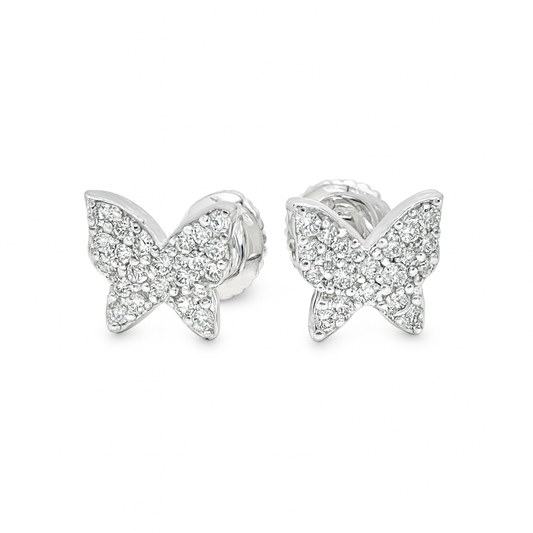 10K White Gold Diamond Butterfly Stud Earrings 0.11 CTW | Jewelry Palace