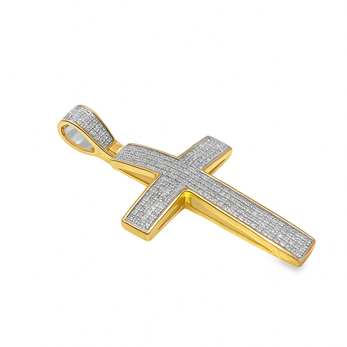 10K Yellow Gold 0.25 CTW Pavé Diamond Cross Pendant