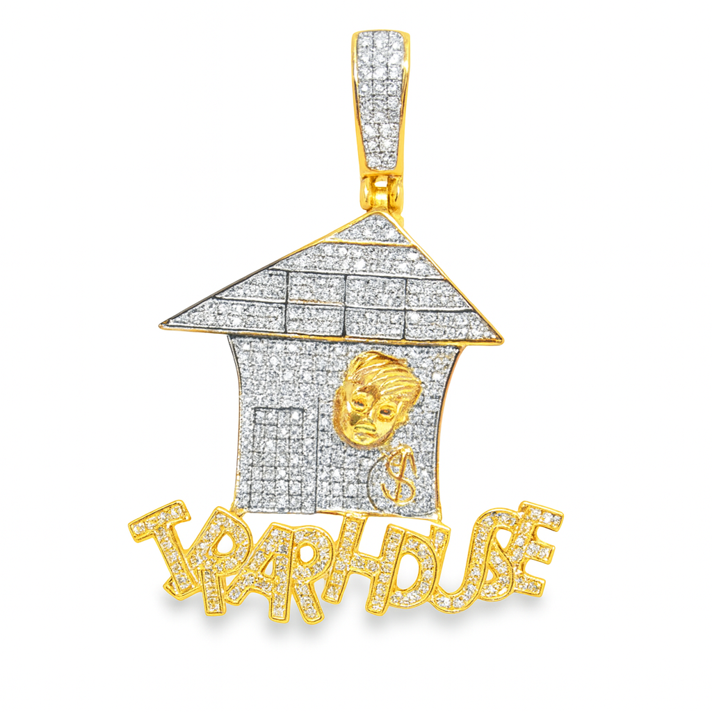 10K Yellow Gold Diamond Trap House Pendant 0.49 ctw | Iced Out Hip Hop Pendant for Men – Jewelry Palace