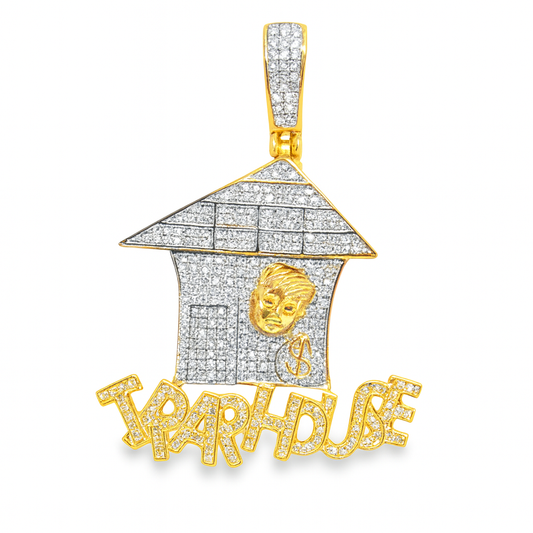 10K Yellow Gold Diamond Trap House Pendant 0.49 ctw | Iced Out Hip Hop Pendant for Men – Jewelry Palace