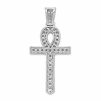 10K White Gold 1.00 ctw Diamond Ankh Cross Pendant | Eternal Life & Faith Symbol | Jewelry Palace