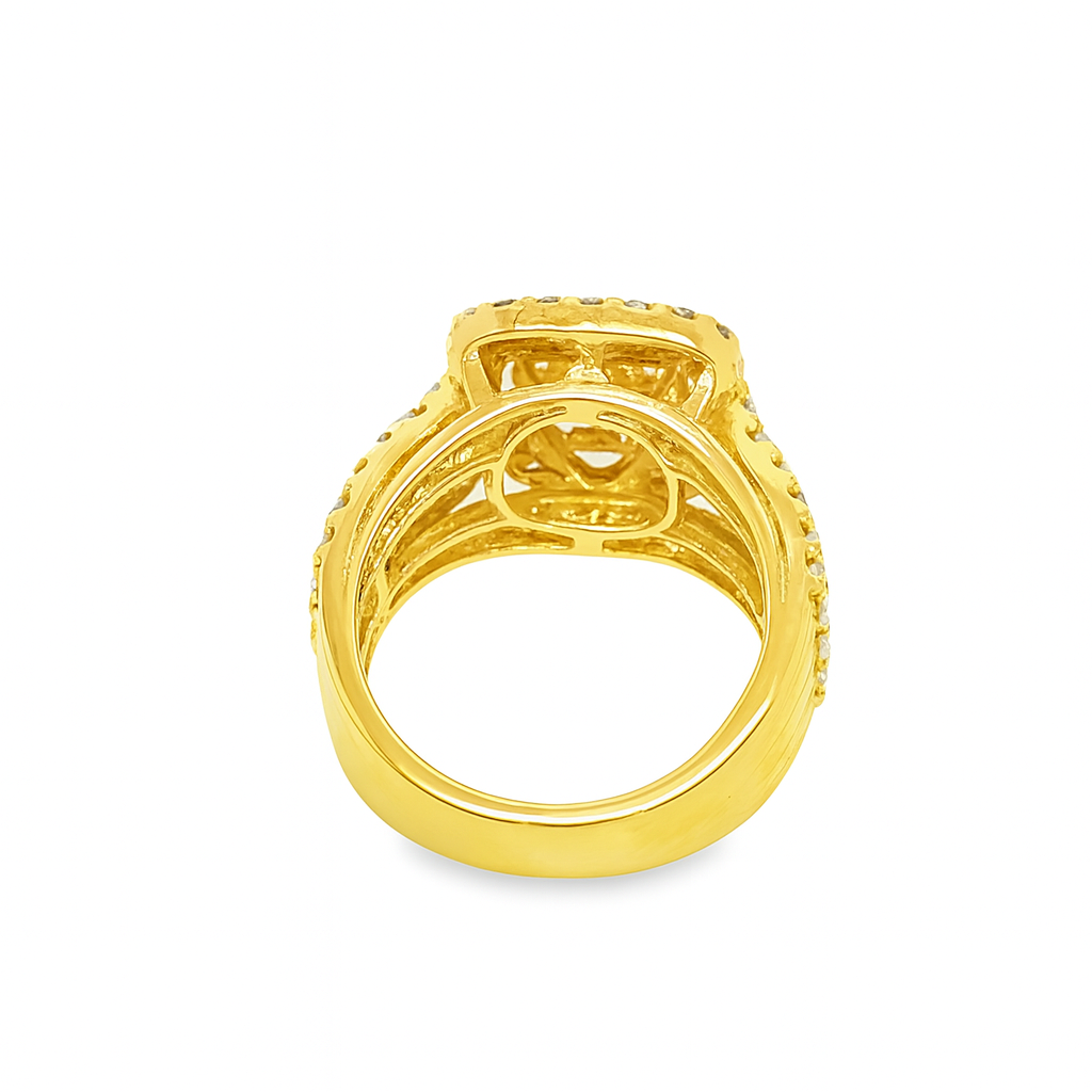 10K Yellow Gold Diamond Square Cluster Ring 3.00 ctw | Brilliant Round Cut Design – Jewelry Palace Lithonia GA