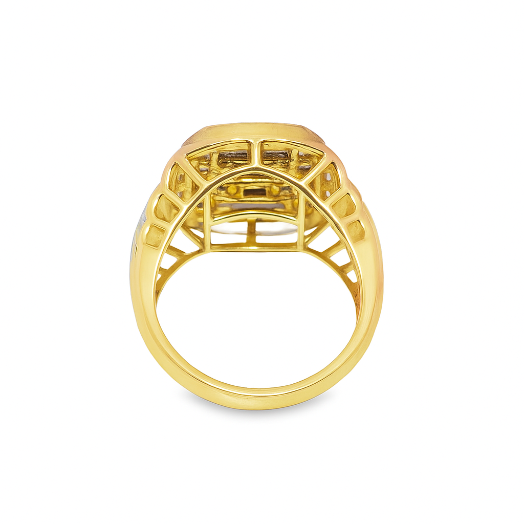 Men’s 10K Yellow Gold Diamond Baguette Ring 1.00 CTW | Square Cluster Iced-Out Ring | Jewelry Palace