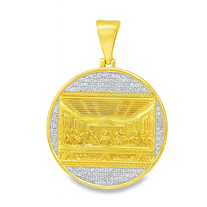10K Yellow Gold Diamond Last Supper Pendant 1/2 ctw