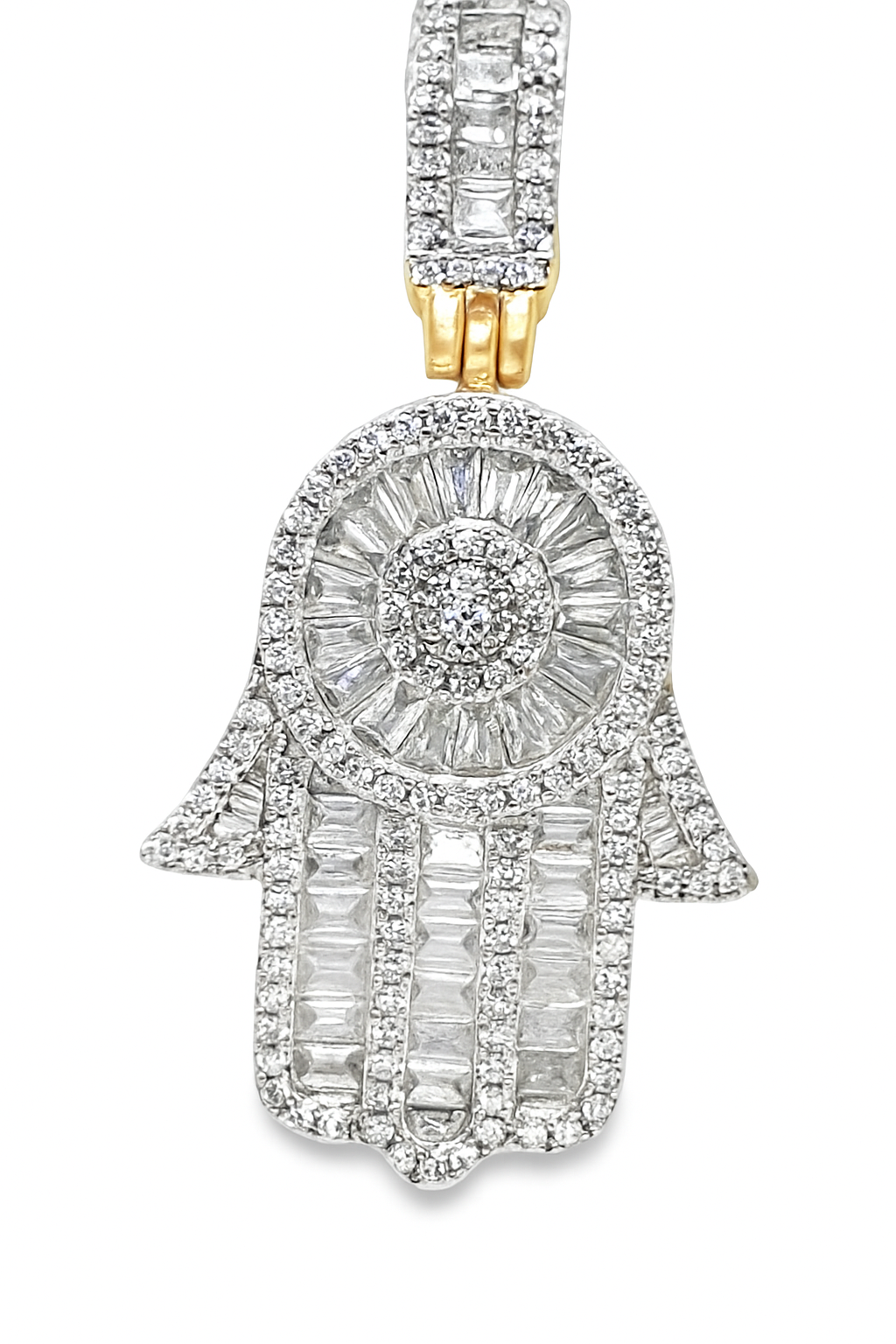 10K Two-Tone Gold 0.75 CTW Diamond Hamsa Hand Pendant