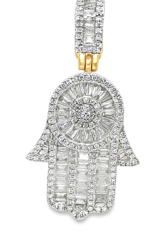 Hamsa Hand Pendant 0.75 ctw Diamond 10K Yellow Gold | Two-Tone | Jewelry Palace